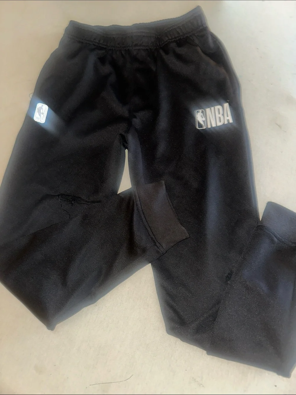 Kids Size 14/16 NBA Black Jogger Sweatpants with White Logos
